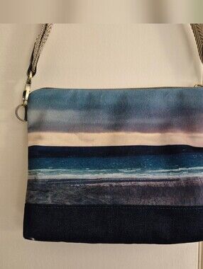 NEW Seascape Fabric Crossbody Bag/Purse With Top-zip, Handmade